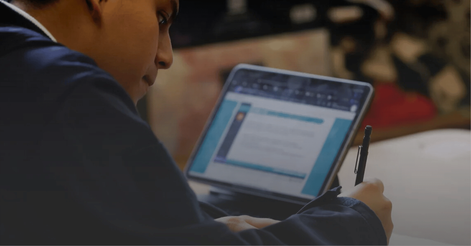 Student taking a digital test