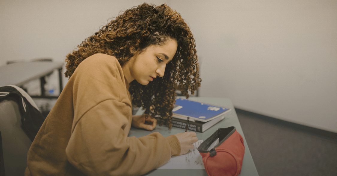 Female student studying