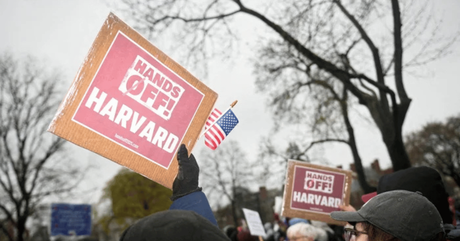 Protest agaisnt Trump administration at Harvard University