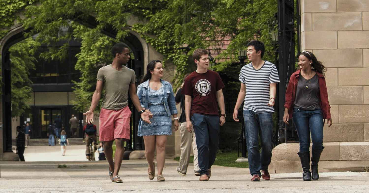 5 UChicago students walking