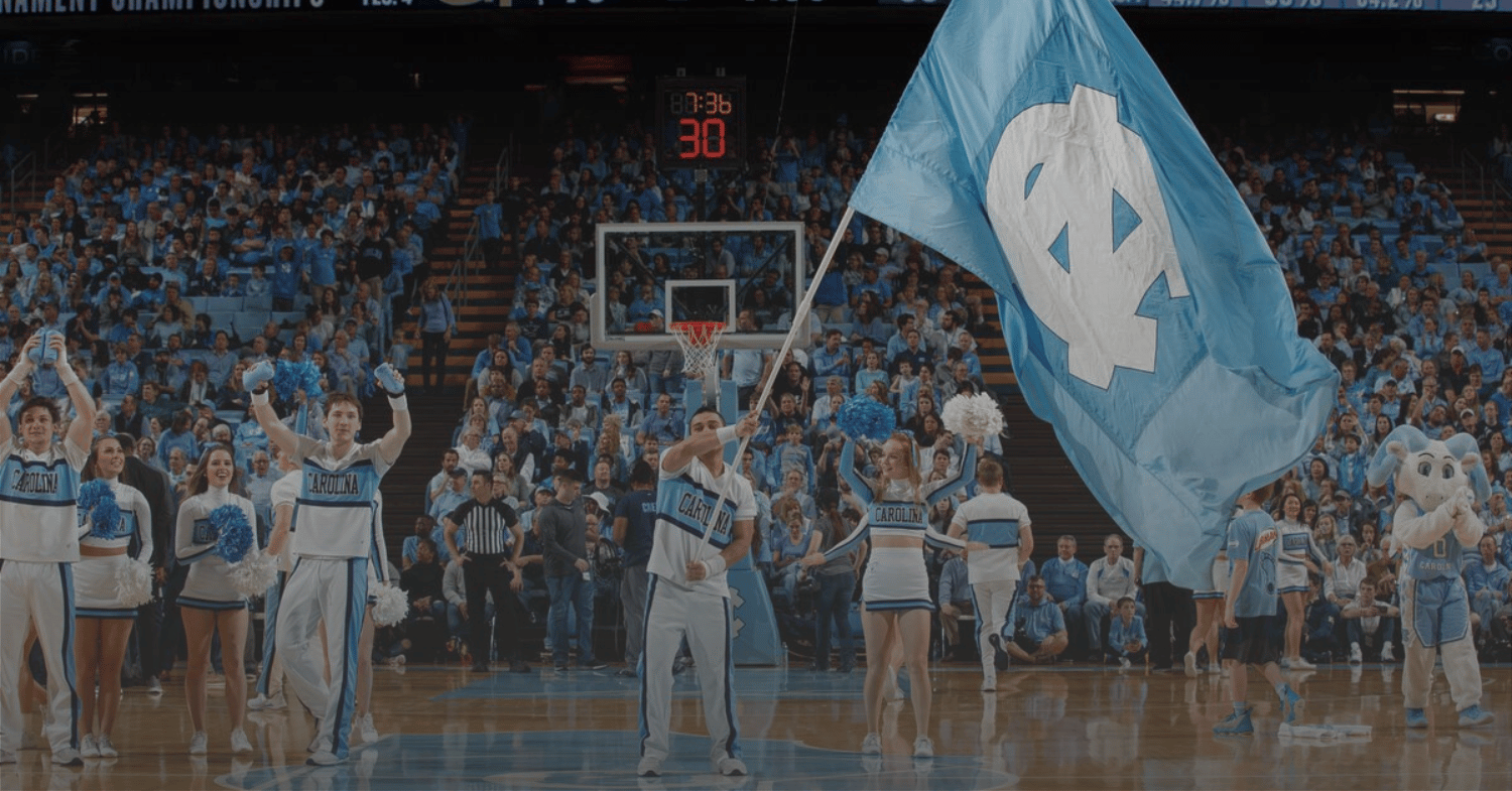 University of North Carolina cheerleading at a sports game