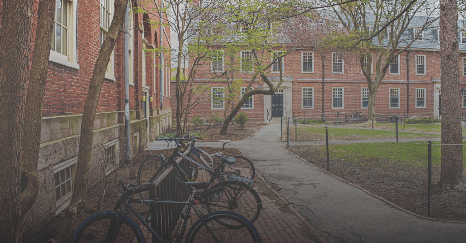 Harvard university bike rack on campus